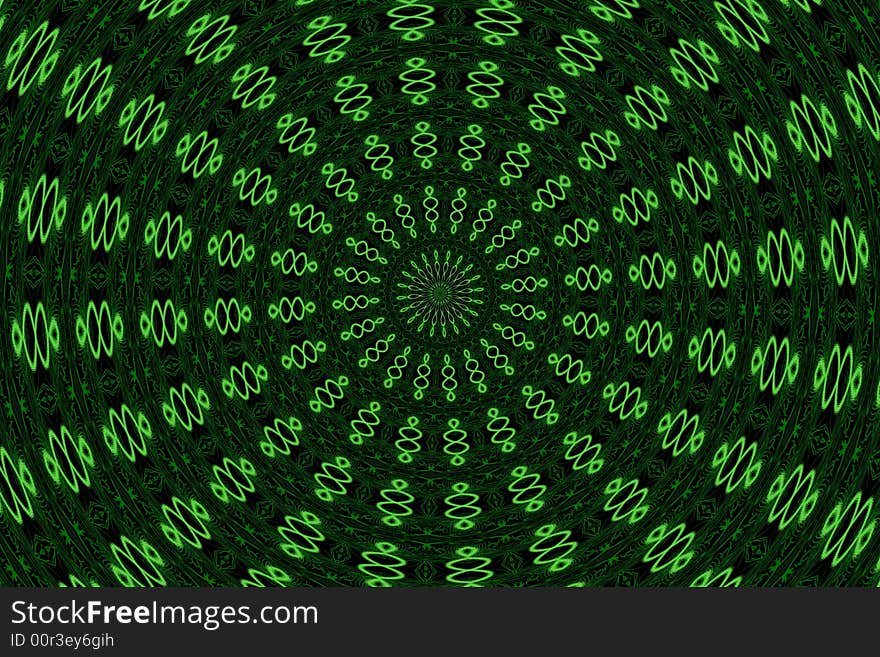 Green pattern on the black background