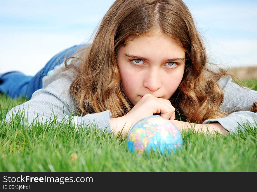 Young girl is enjoying herself at outdoor location