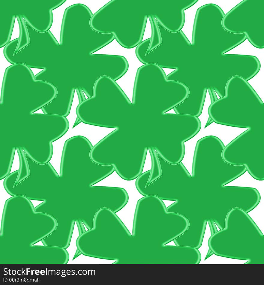 Seamless tillable background with clover leaves for St. Patricks day isolated over white. Seamless tillable background with clover leaves for St. Patricks day isolated over white