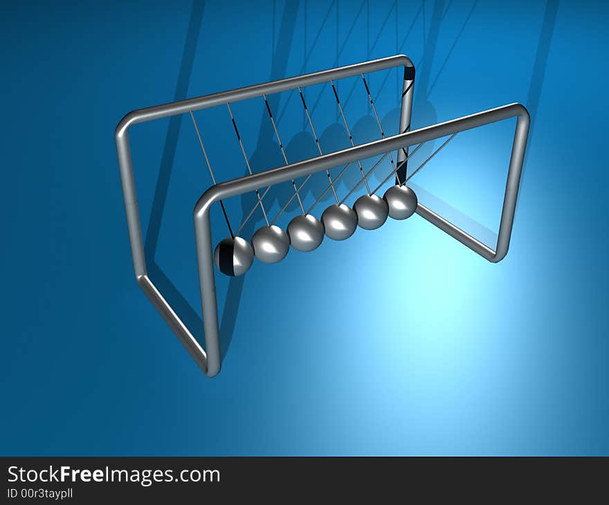 Newton's cradle with six metallic balls. Newton's cradle with six metallic balls