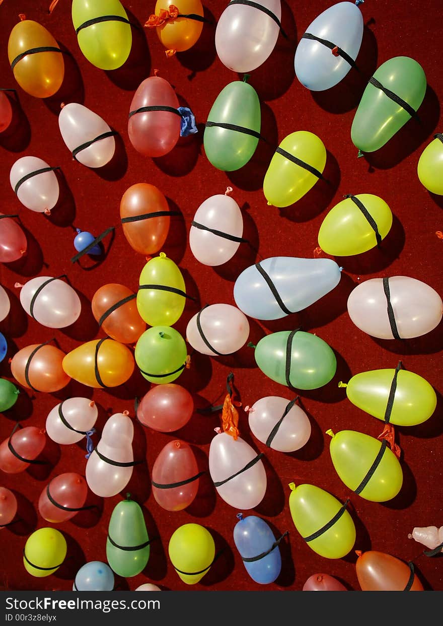 A dart target made of colorful balloons