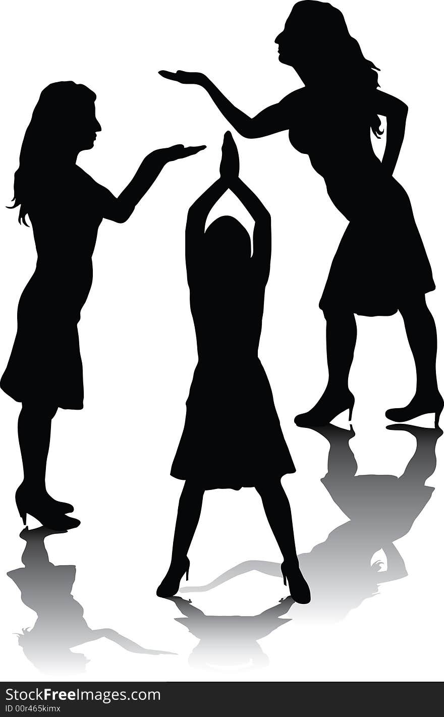 Silhouette of girls in yoga pose