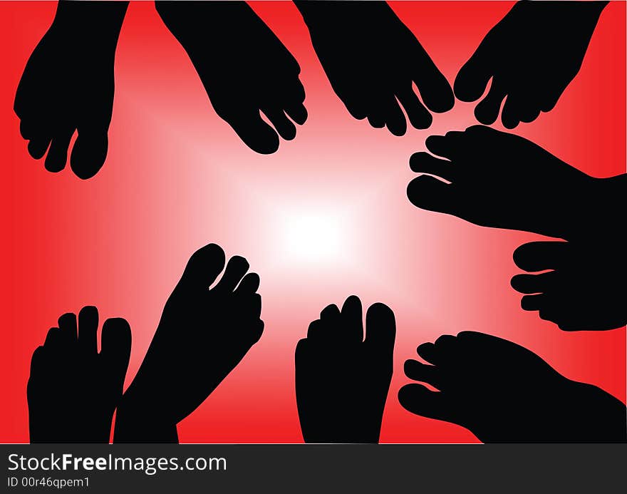 Silhouette of barefoot on red background. Silhouette of barefoot on red background