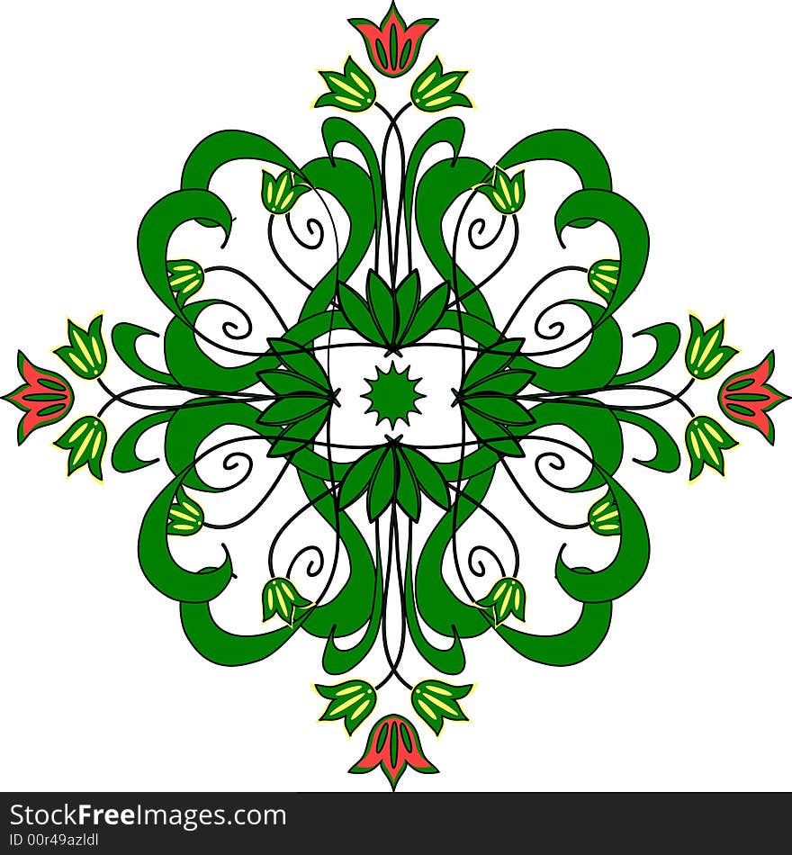 Color floral vector decorative element. Color floral vector decorative element