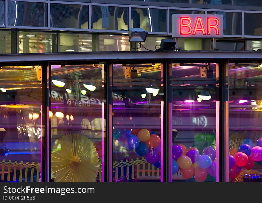 Colourful Bar as seen from the outsdie, Frankfurt. Colourful Bar as seen from the outsdie, Frankfurt.