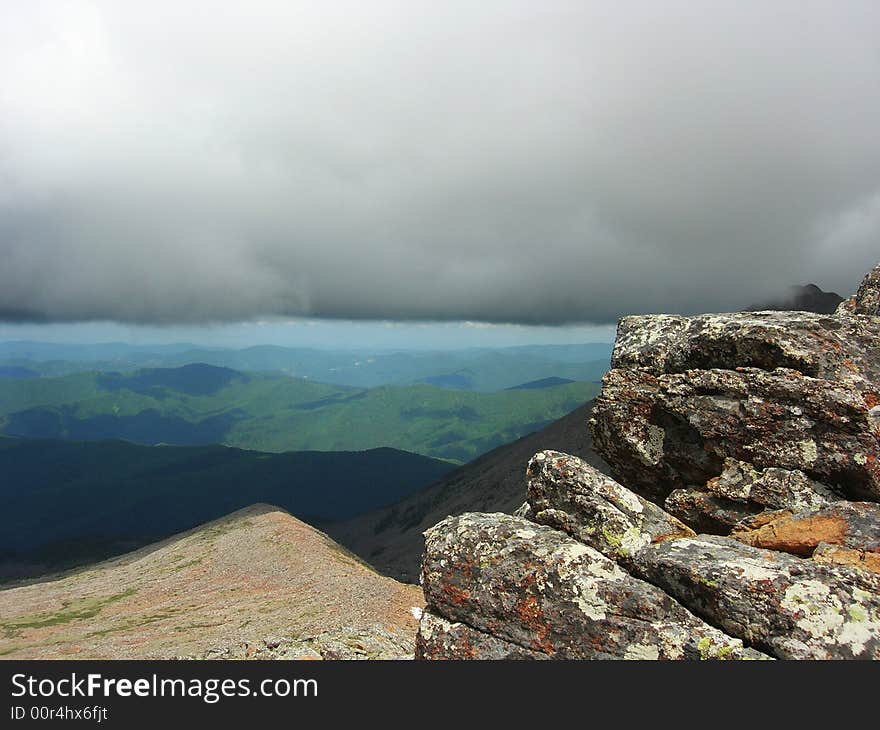 View to clouds from mountain. View to clouds from mountain