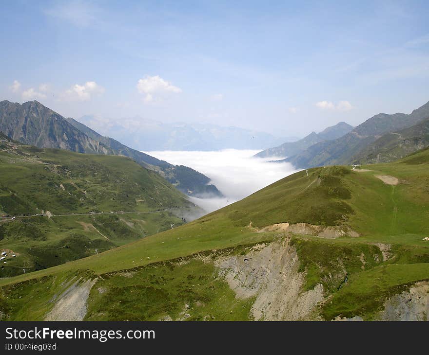 Valley in clouds