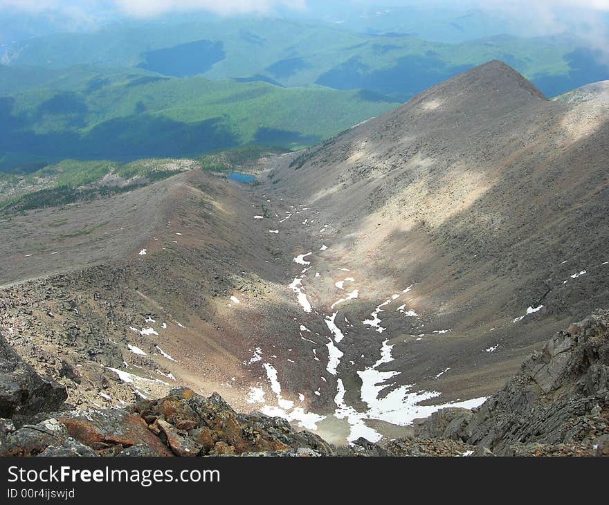 View to valley from mountain. View to valley from mountain