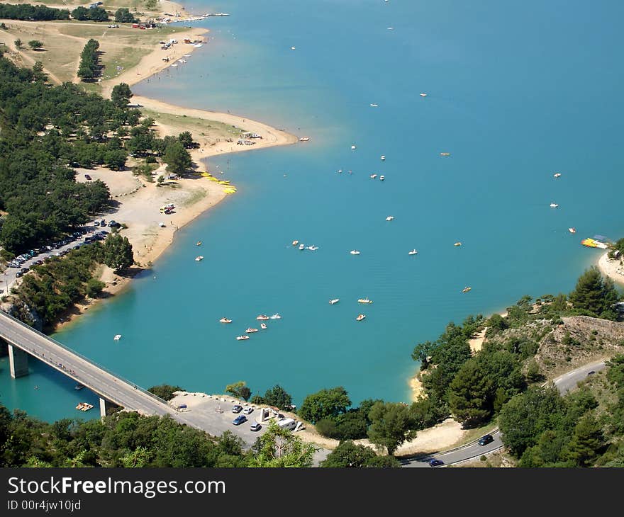 Lake with ships in south France