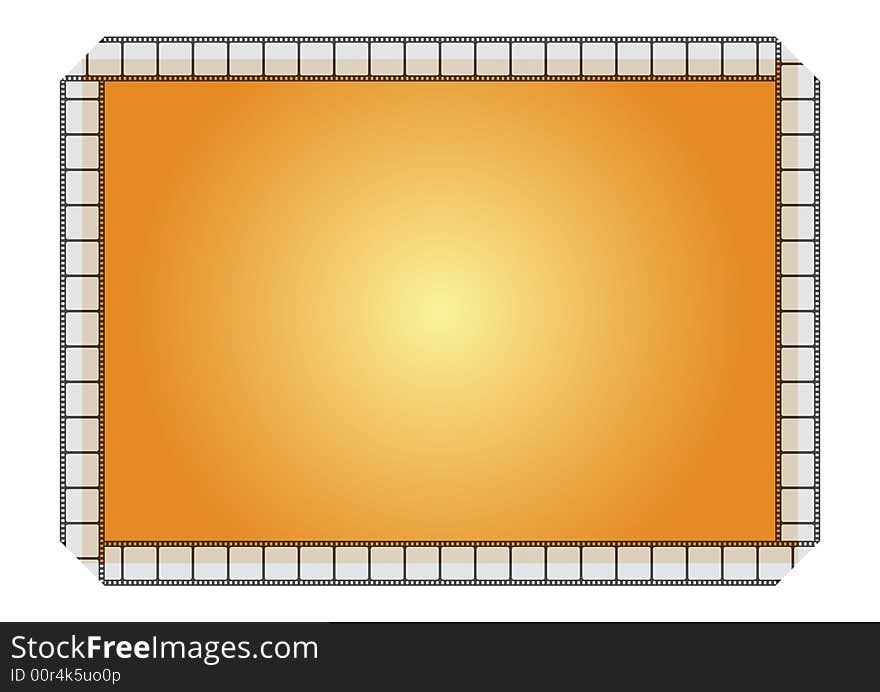 Filmstrip frame gold style in white background