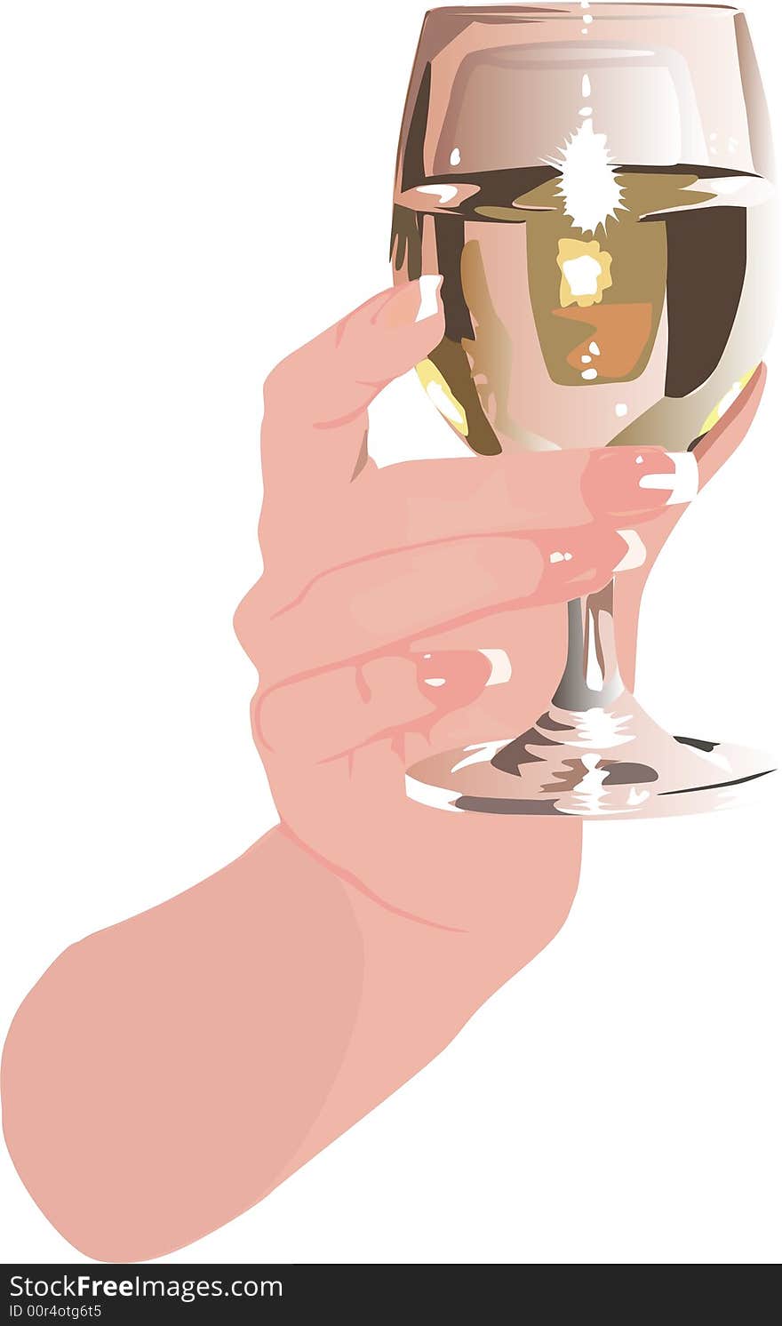 Glass of white wine in a female hand