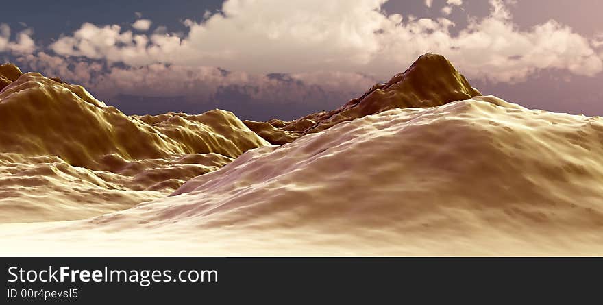 An image of some mountains, with sky in the background. An image of some mountains, with sky in the background.