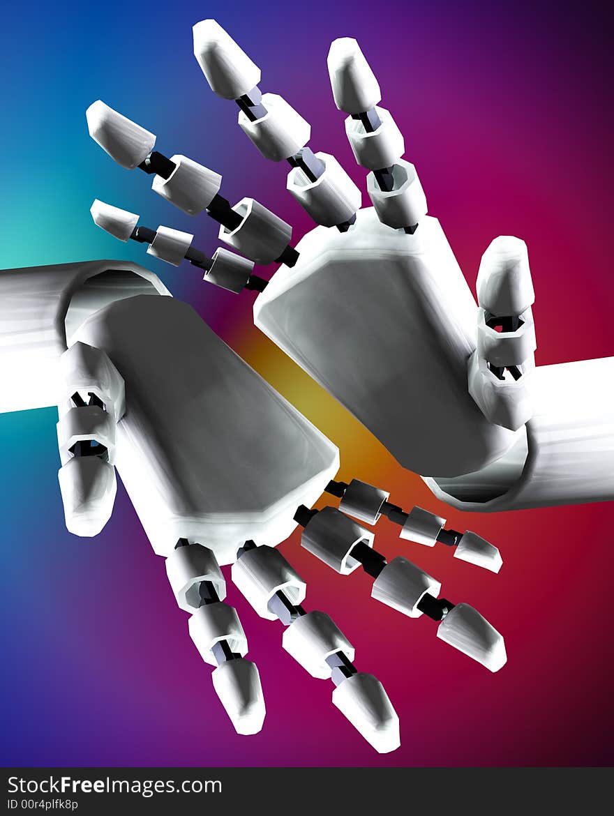 A conceptual image of some robot hands, it would be a good image for technology concepts. A conceptual image of some robot hands, it would be a good image for technology concepts.