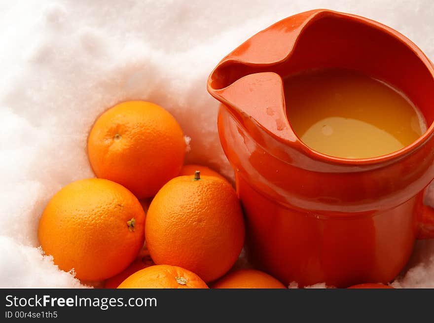 Antique juice pitcher makes serving orange juice a morning delight.