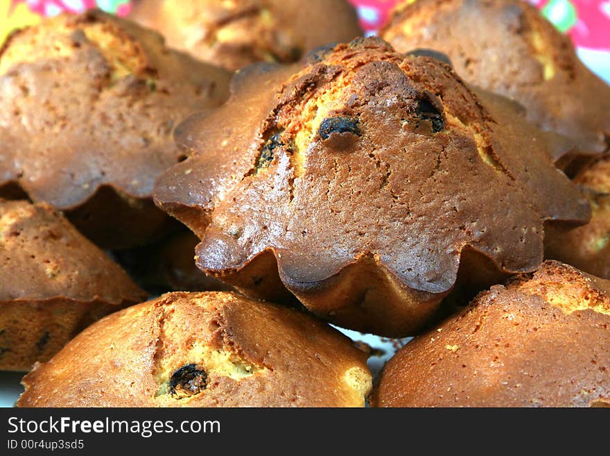 Dessert. Appetizing fruitcakes with raisin