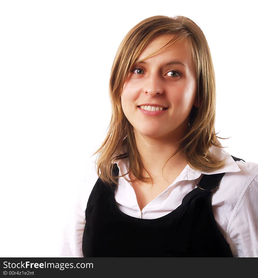 Confident pretty young businesswoman smiling