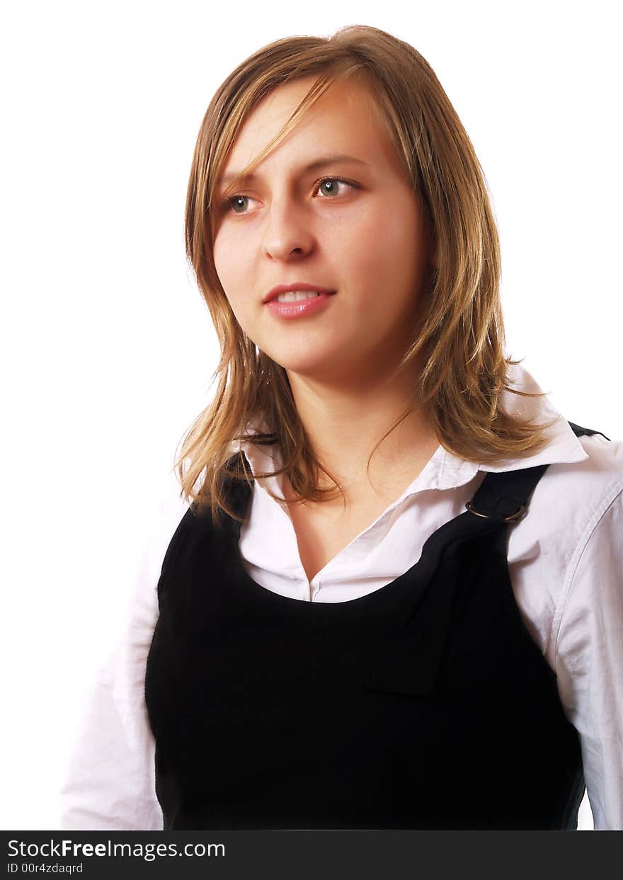 Confident good looking young woman smiling