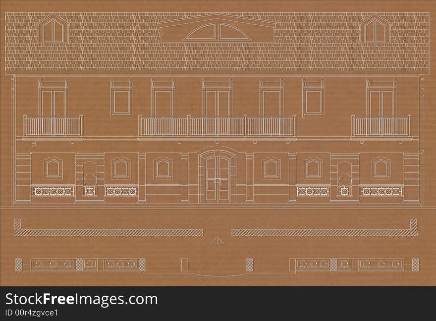 Brown and white drawing cad