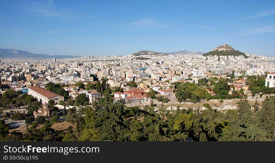 Cityscape of Athens from Philopapou hill. Cityscape of Athens from Philopapou hill.