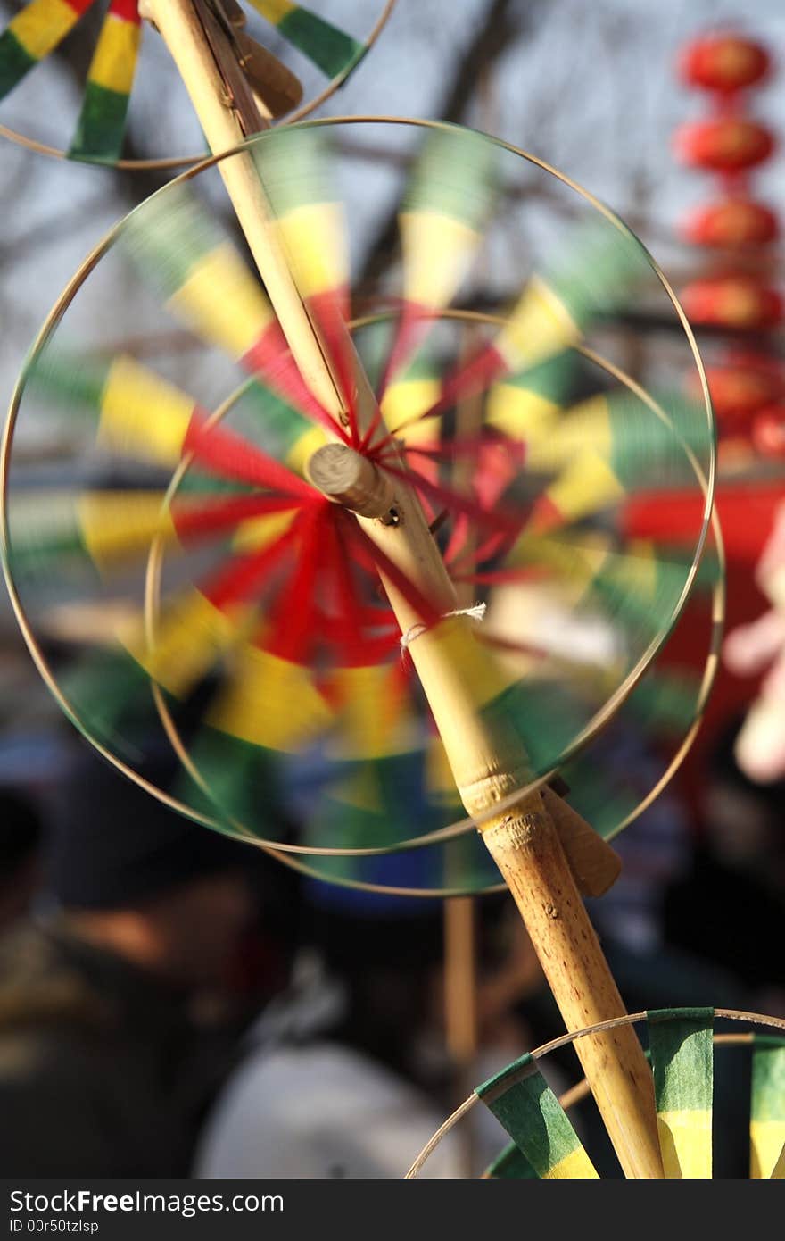 Windmill of Beijing. The windmill of Beijing is a characteristic at the temple fair in New Year. Its history can trace back to Qing Dynasty. Young people and children like it most. Under the blowing of wind, the windmill emits the wonderful sound while rotating. Windmill of Beijing. The windmill of Beijing is a characteristic at the temple fair in New Year. Its history can trace back to Qing Dynasty. Young people and children like it most. Under the blowing of wind, the windmill emits the wonderful sound while rotating.