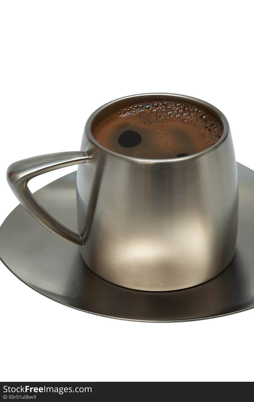 Coffee in a metal cup