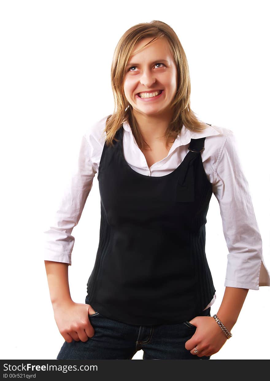 Young businesswoman laughing