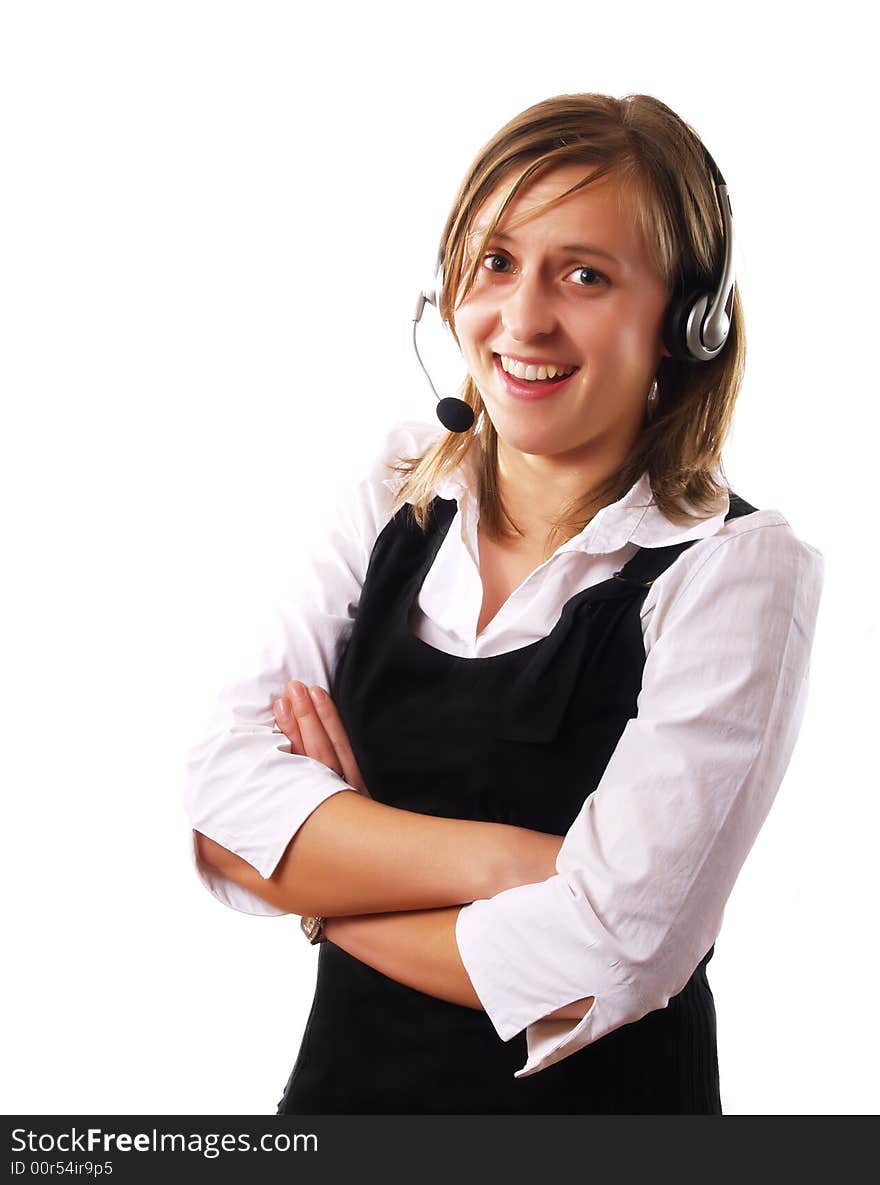 Woman wearing a headset