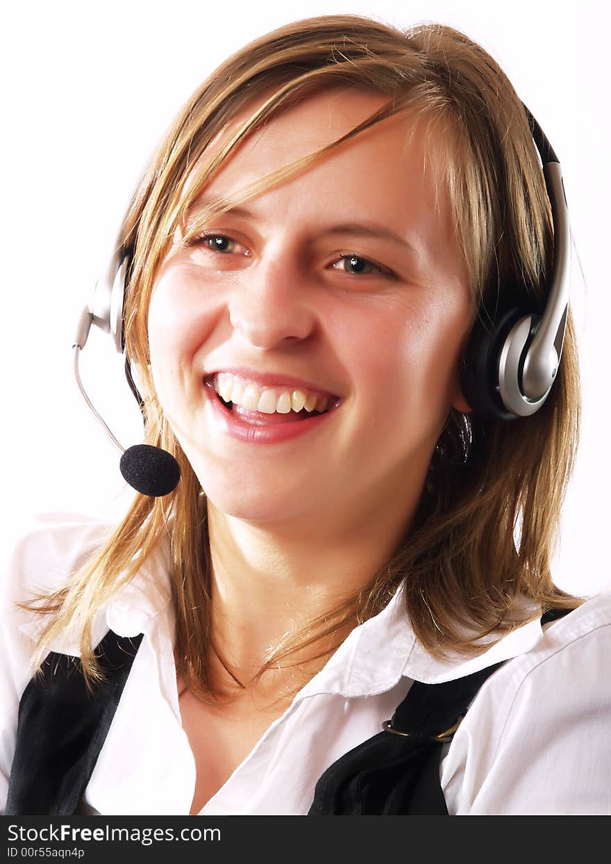 Woman wearing a headset