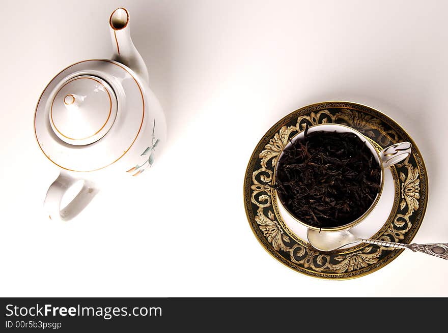 Photo of cup with black tea. Photo of cup with black tea