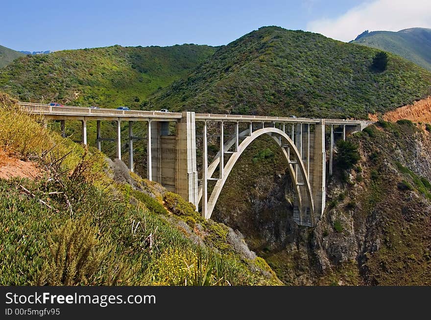 Bridge connecting two mountains in Big Sur California