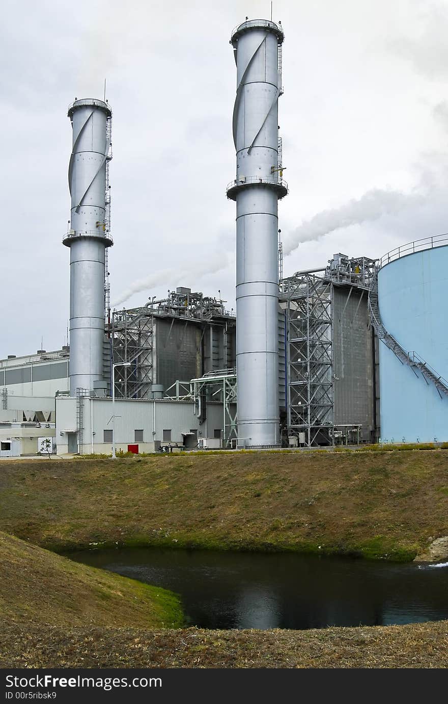 Power plant chimneys in Southern Philippines