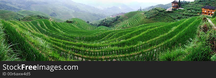 Terraced field and village in GuiLin, GuangXi, China