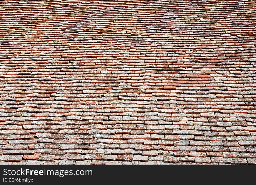 Church roof tiles. Tiles are from red bricks.