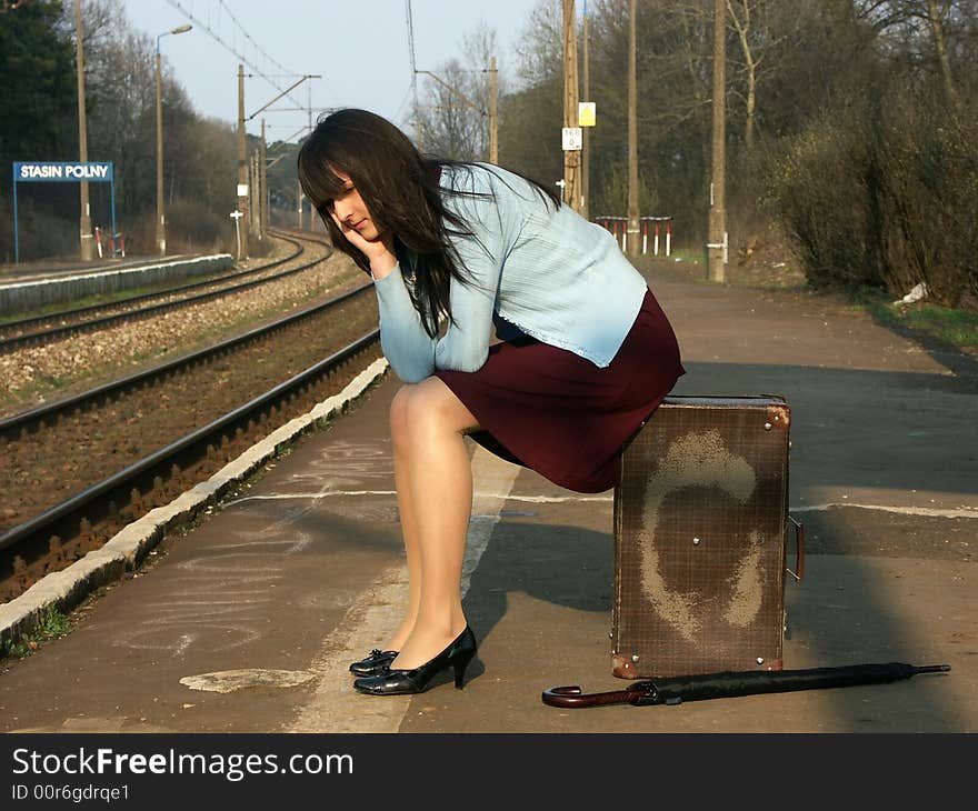 Girl waiting for the train