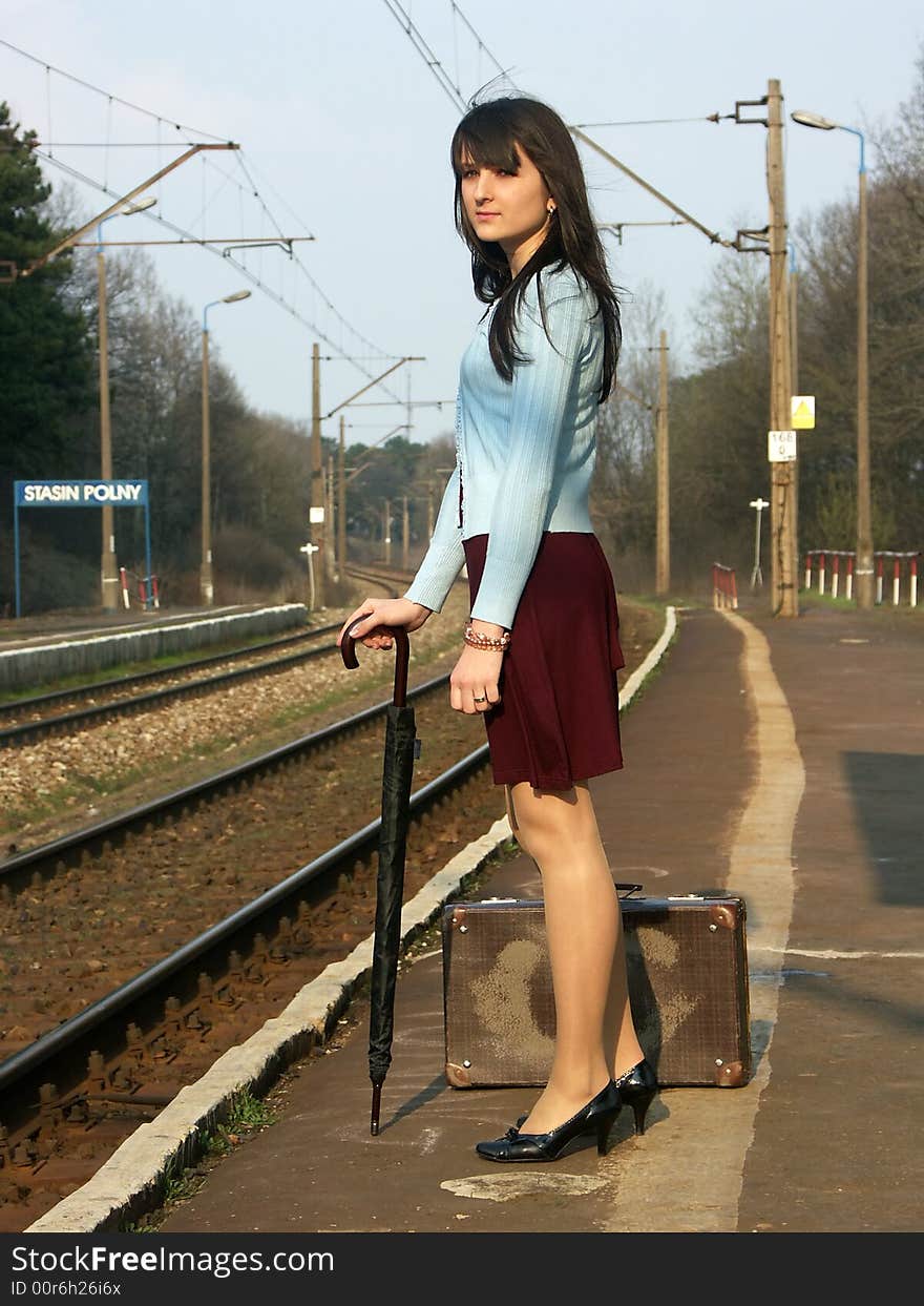 Girl Waiting For The Train