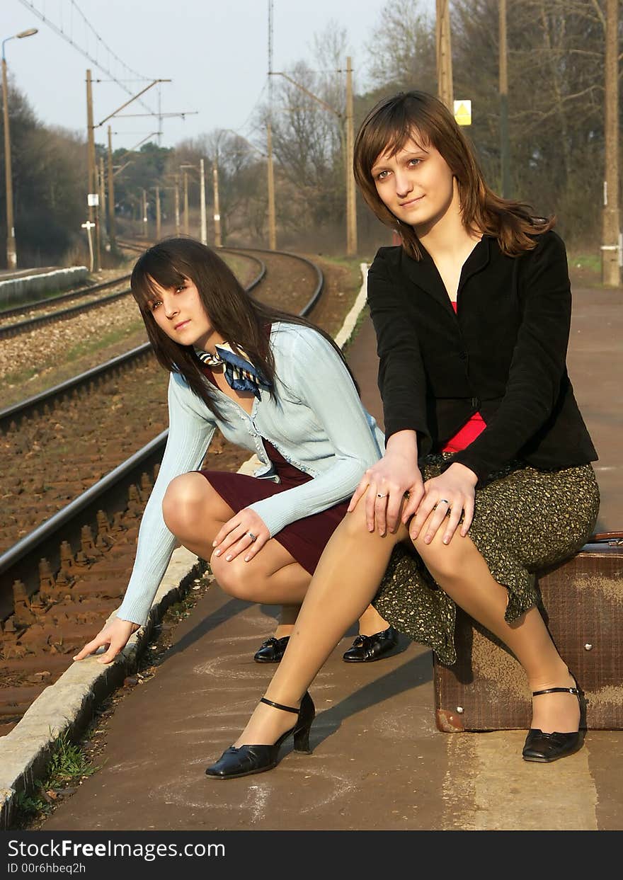 Girls waiting for the train