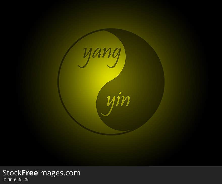 Black background with yellow yinyang. Black background with yellow yinyang