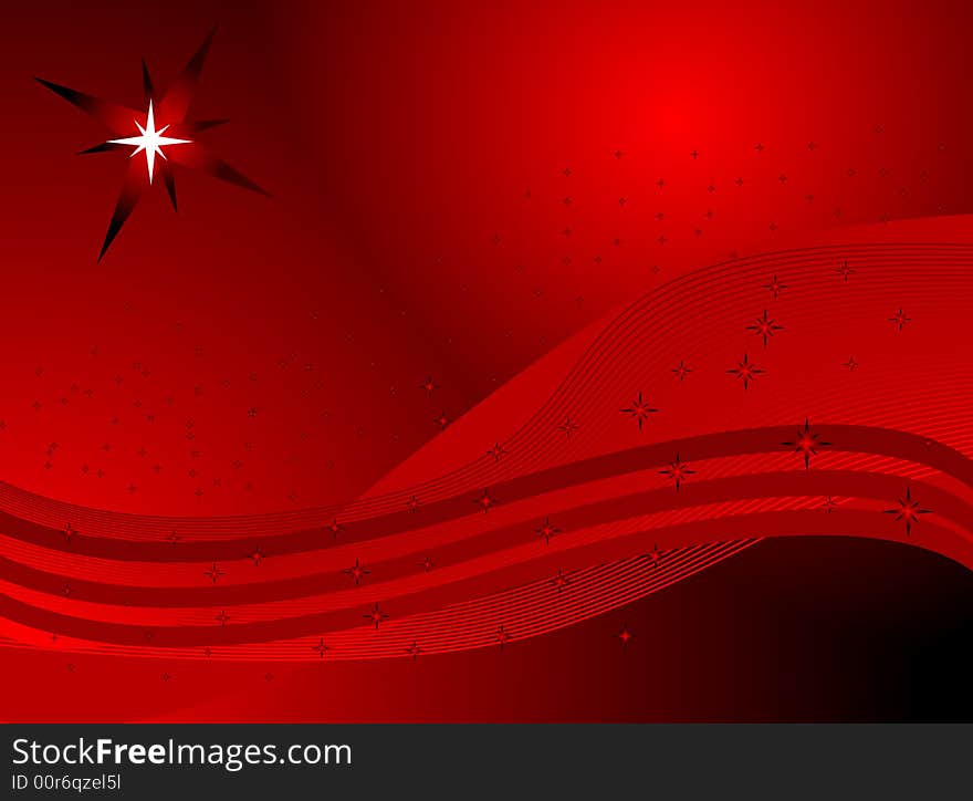 Abstract Red Background With Stars