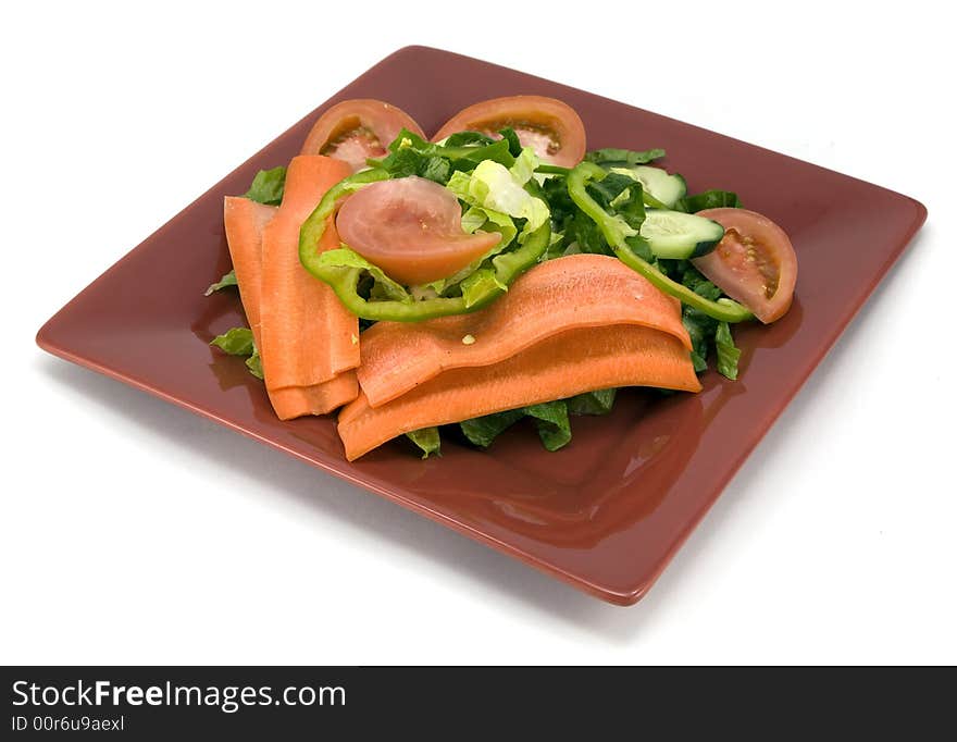 Garden salad isolated on white background.