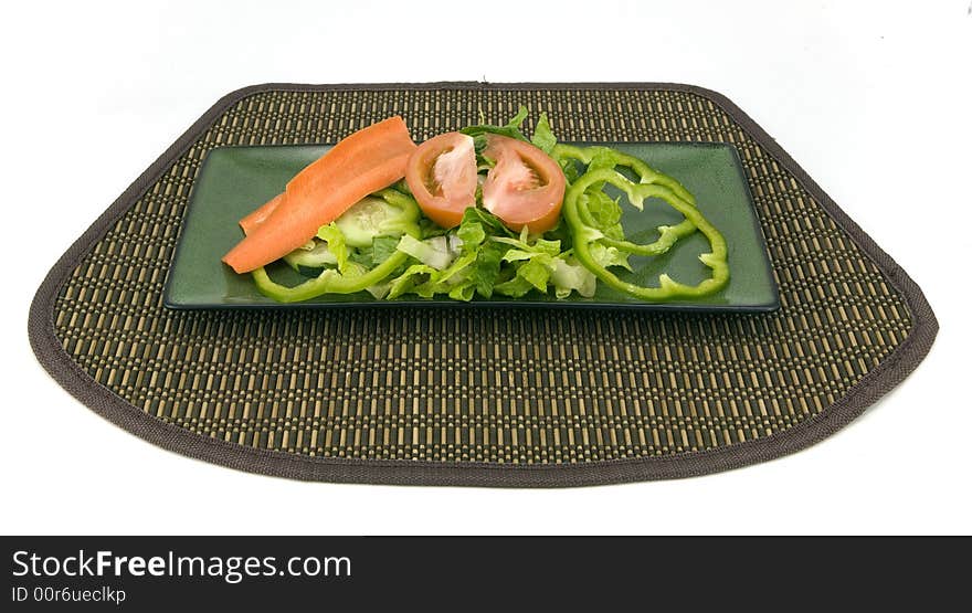 Garden salad isolated on white background.