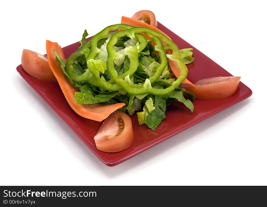 Garden salad isolated on white background.