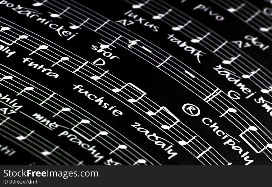 Music notes on black background