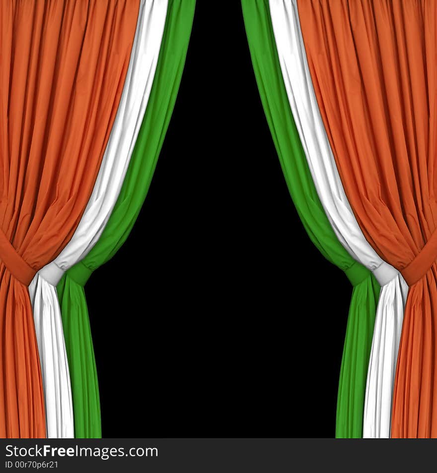 Set of curtains in the irish flag colors. Perfect for presenting an Irish theme, especially for St. Patrick's Day. Set of curtains in the irish flag colors. Perfect for presenting an Irish theme, especially for St. Patrick's Day