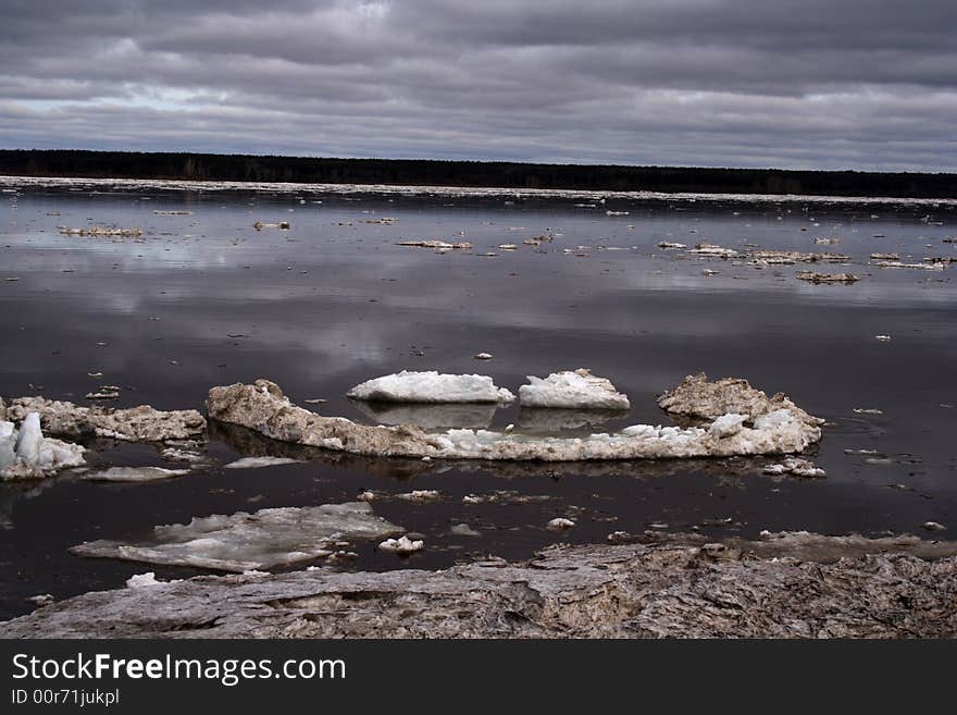 Enisey river in spring 2007. Enisey river in spring 2007