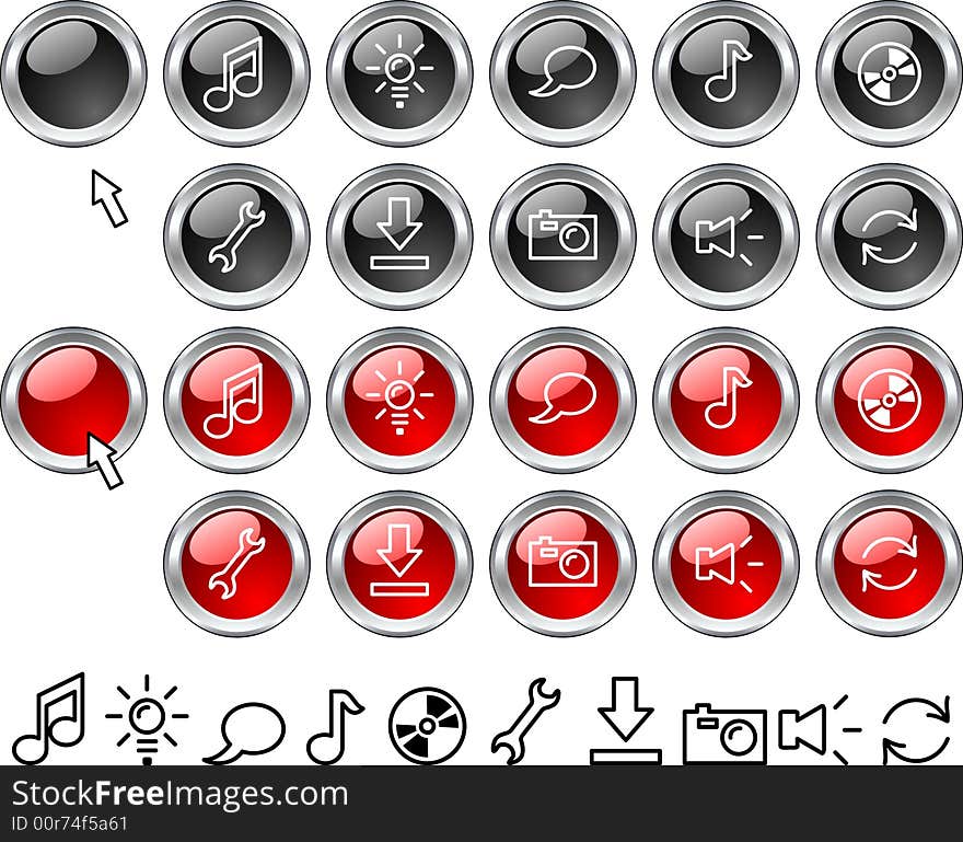 Collection of buttons. Vector illustration. Collection of buttons. Vector illustration.