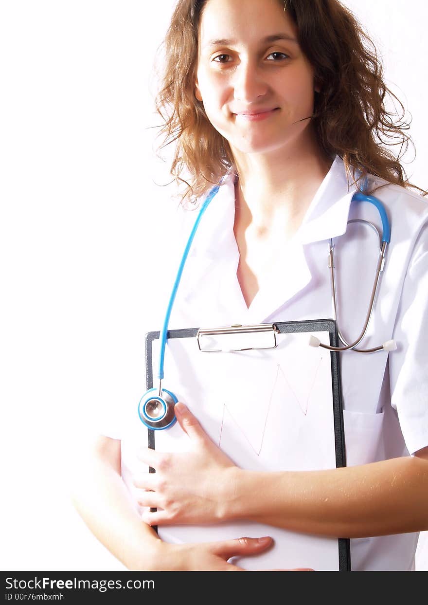 Female doctor holding a stethoscope