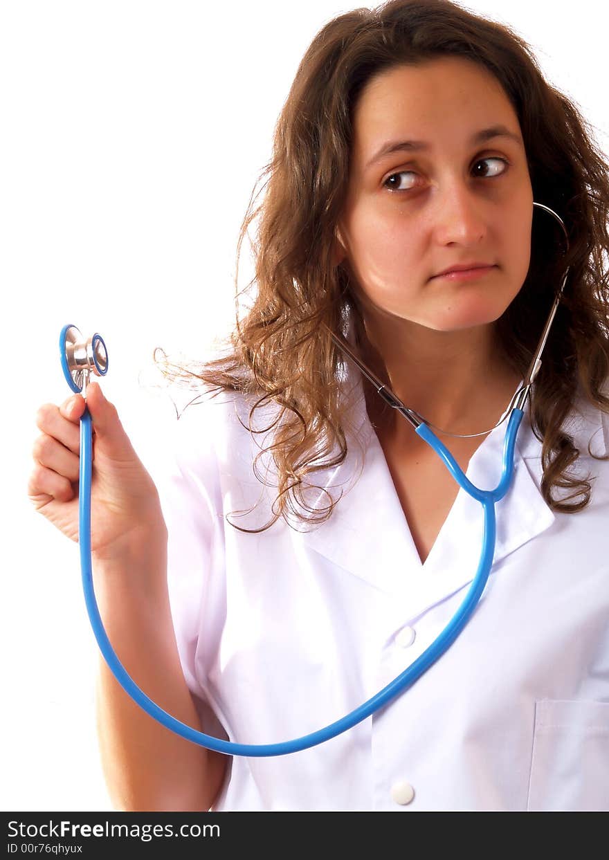 Female doctor holding a stethoscope