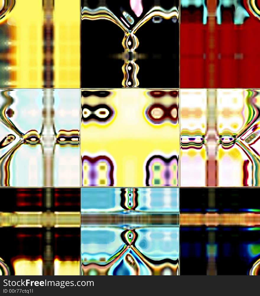 Tiles reflecting retro colors in squares. Tiles reflecting retro colors in squares.