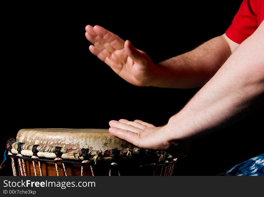 One musician playing drums in a studio