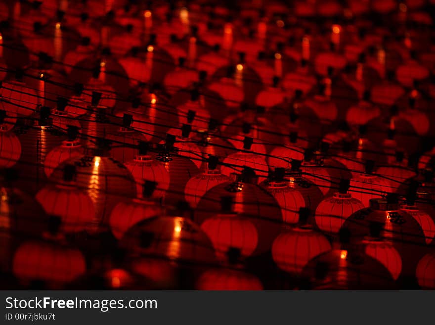 Chinese red lanterns at a temple during Chinese New Year. Chinese red lanterns at a temple during Chinese New Year..